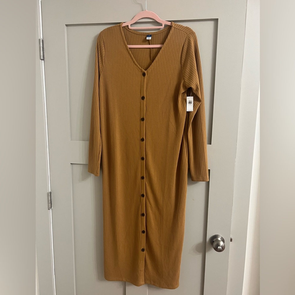 NWT Old Navy Camel Midi Dress Sz M